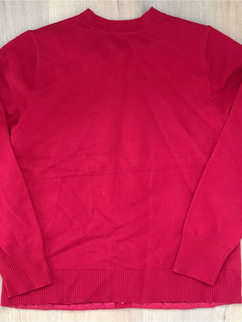 Jones New York Red Quilted Knitted Sweater Cozy Women’s Cardigan Jacket - Picture 6 of 10